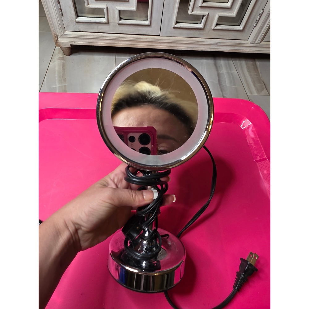 Conair‎ BE150T Lighted Makeup Mirror Chrome Tabletop Round Vanity Mirror T56MP